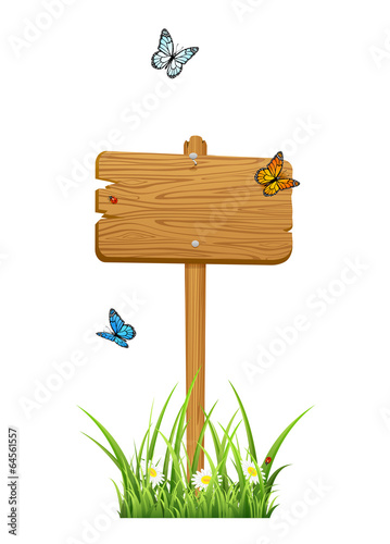 Wooden sign with butterflies