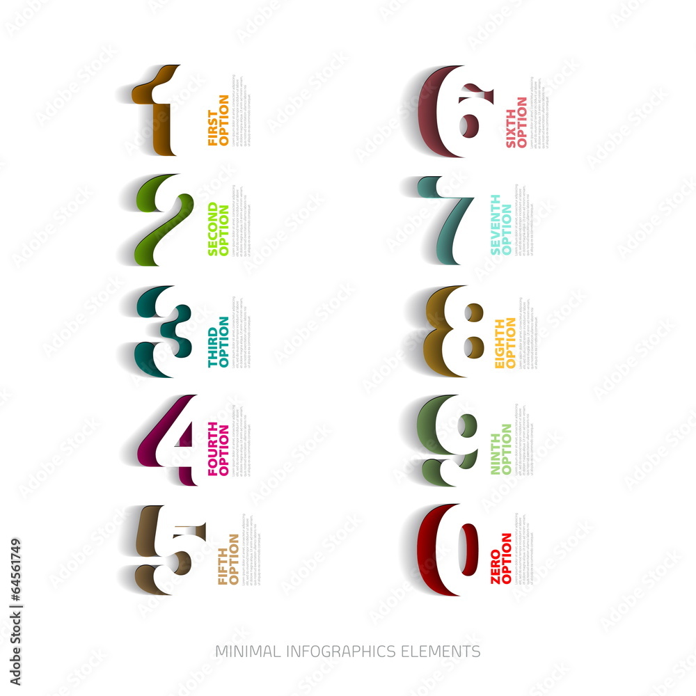 Infographics papercut number options template - Vector illustrat