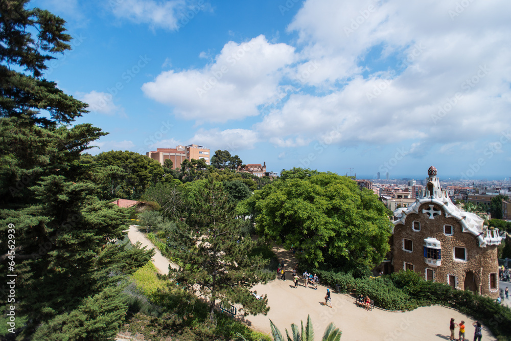 Park Guell with tourists