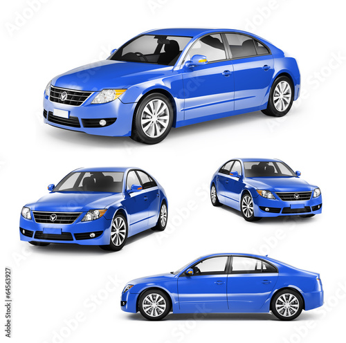 Image of a Blue Car on Different Positions