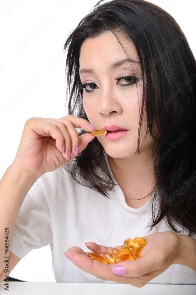 stressed asian woman take the medicine stressed asian woman take the medicine