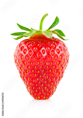 Ripe juicy strawberry. Isolated on white background