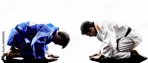 judokas fighters fighting men silhouettes