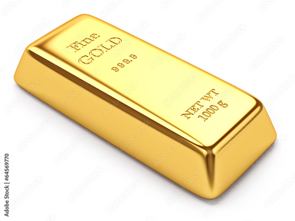 Gold ingot isolated on white background Gold ingot isolated on white background