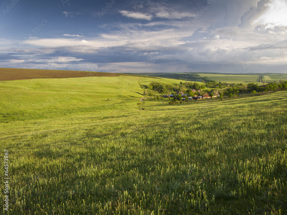 Beautiful rural landscape pictures in the sunny cloudy weather Beautiful rural landscape pictures in the sunny cloudy weather