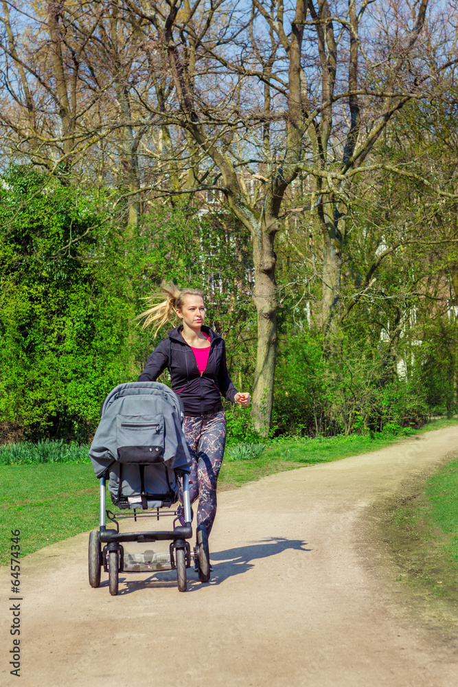 Jogging with a baby buggy Jogging with a baby buggy