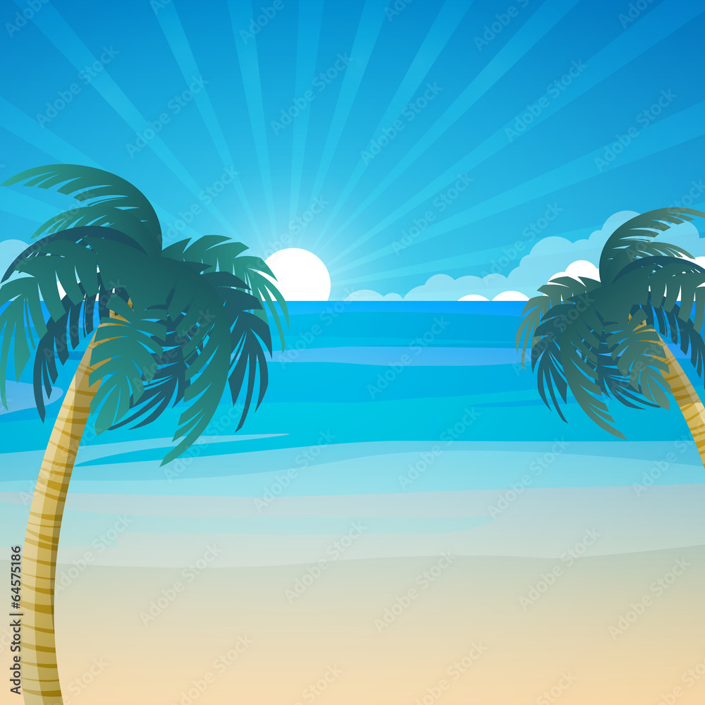 Vector Illustration of a Seascape Background