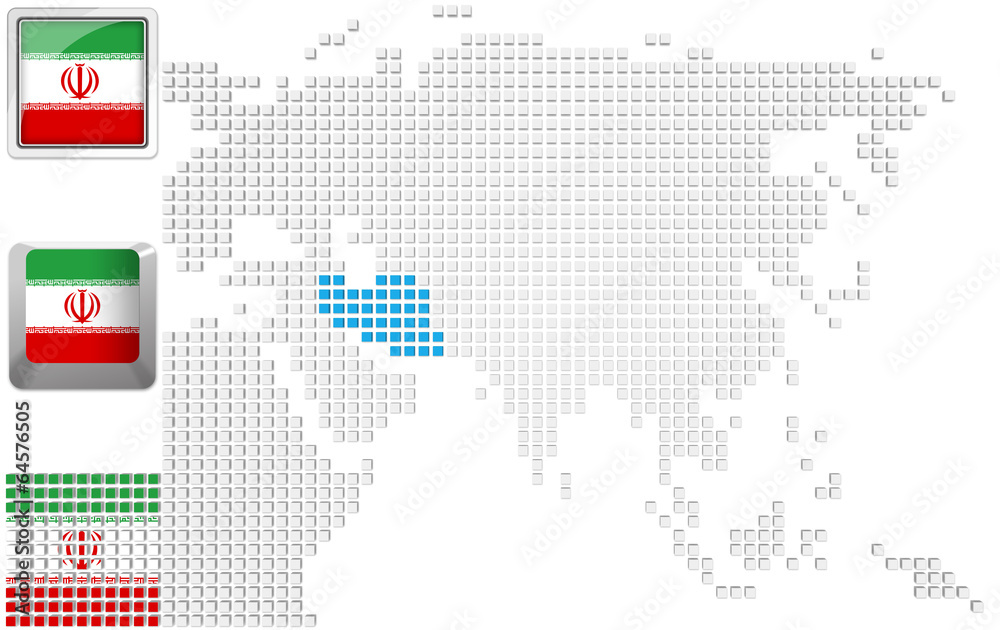 Obraz premium Iran on map of Asia