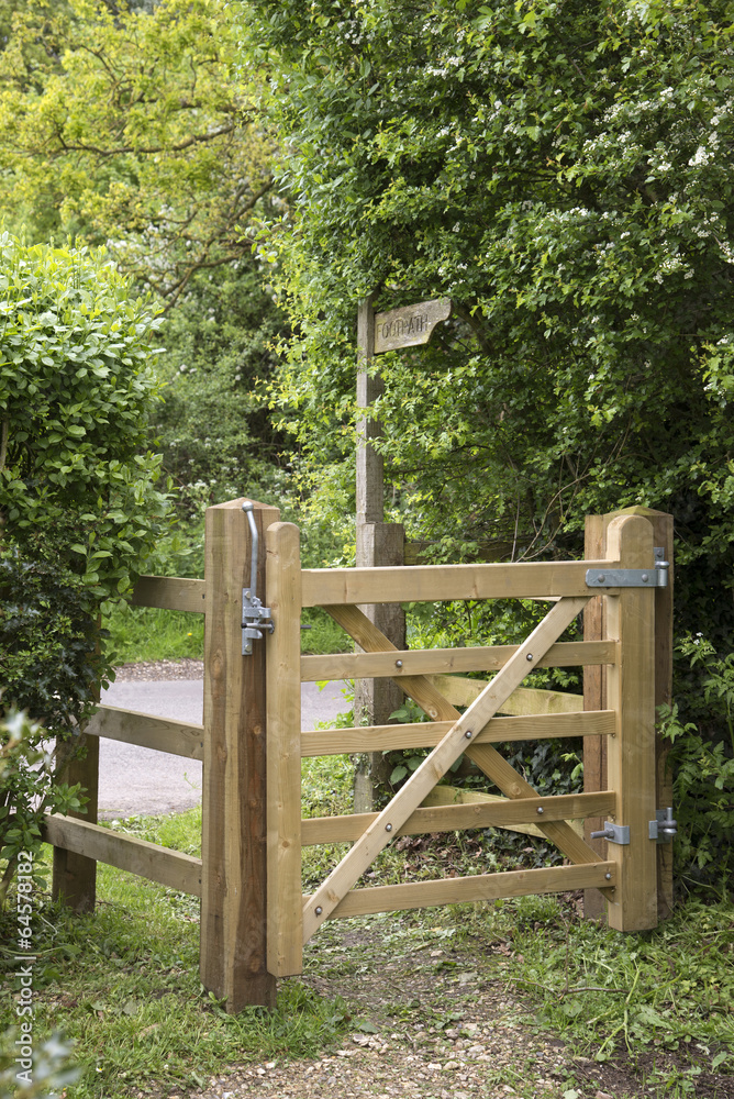 Small five bar gate on footpath route