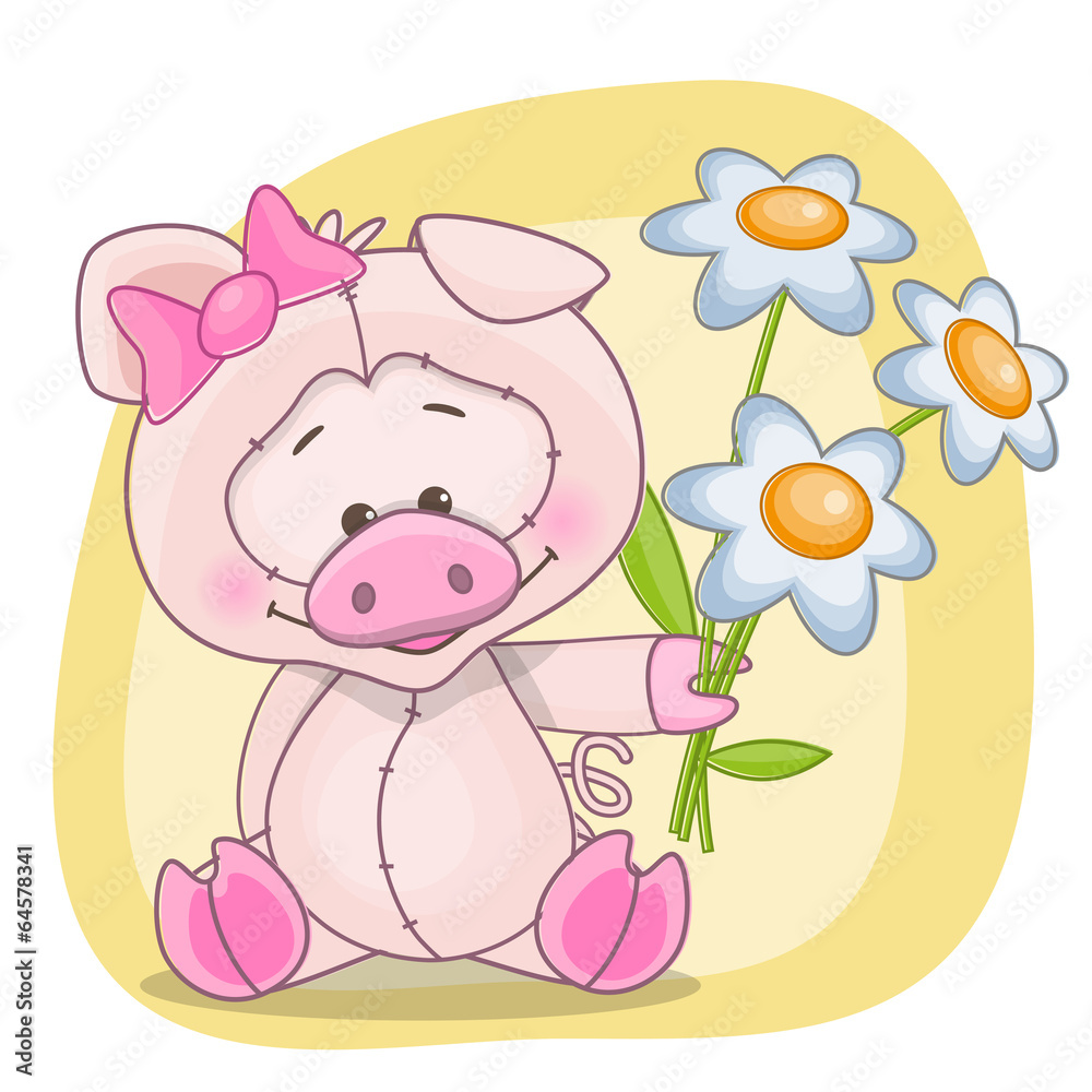 Pig with flowers Pig with flowers