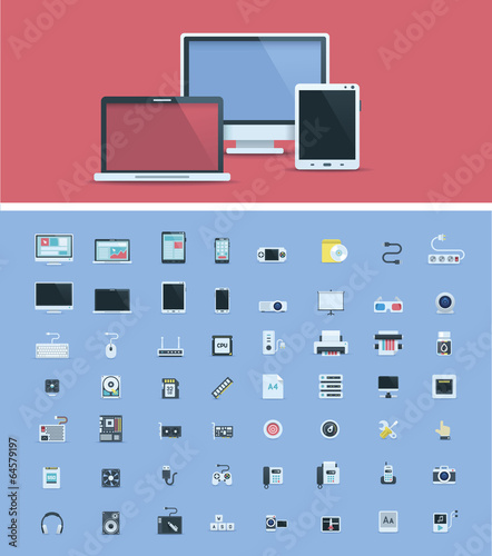 Computer hardware icon set