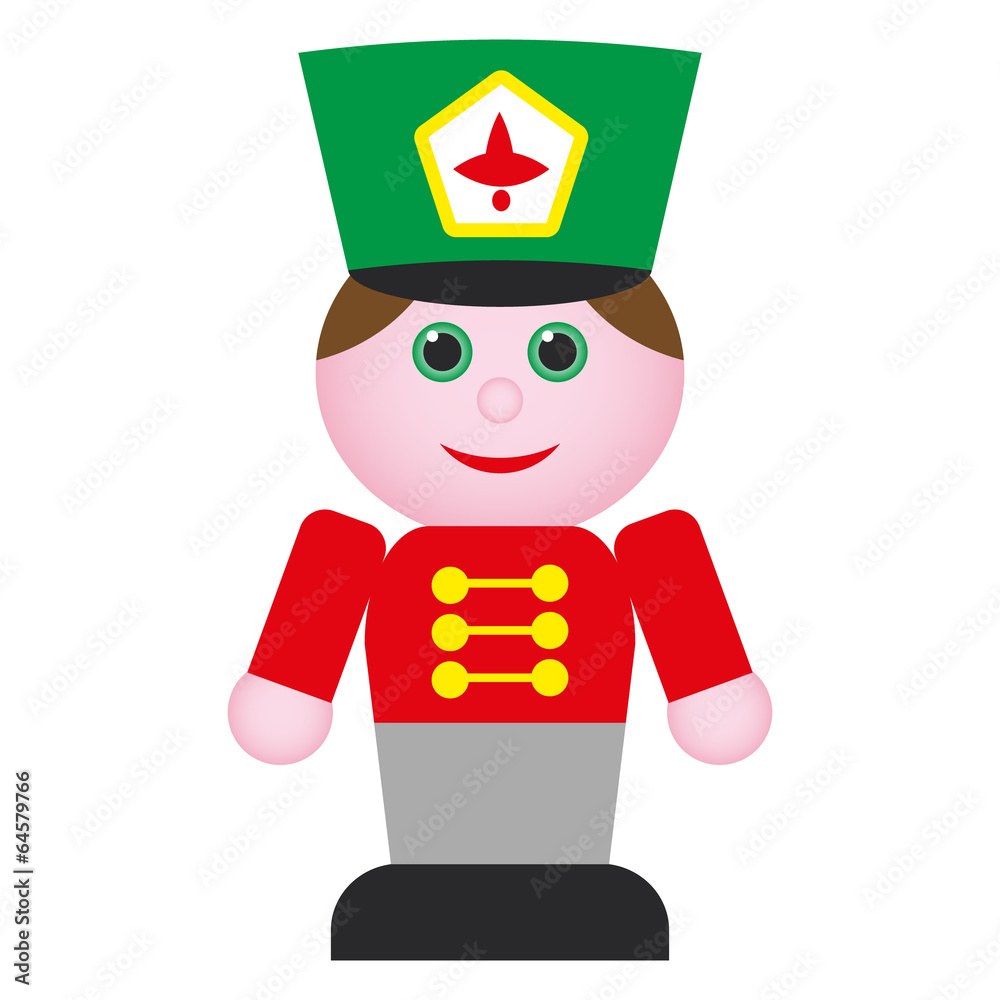nutcracker - wooden toy soldier in red uniform with green hat