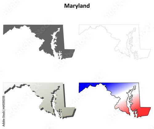 Maryland blank outline map set