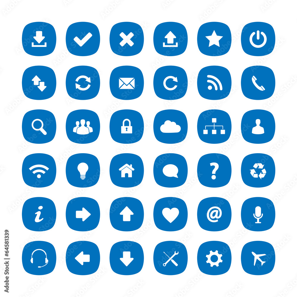 Blue flat rounded square icons Blue flat rounded square icons