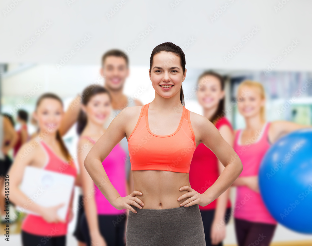 smiling teenage girl in sportswear smiling teenage girl in sportswear