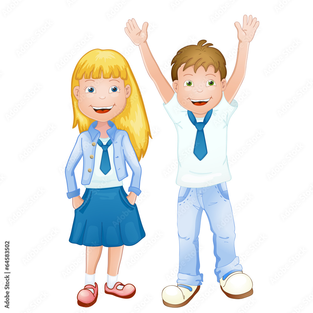 Boy and girl in school uniform Boy and girl in school uniform