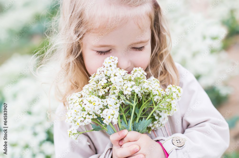 charming little girl with a bouquet charming little girl with a bouquet