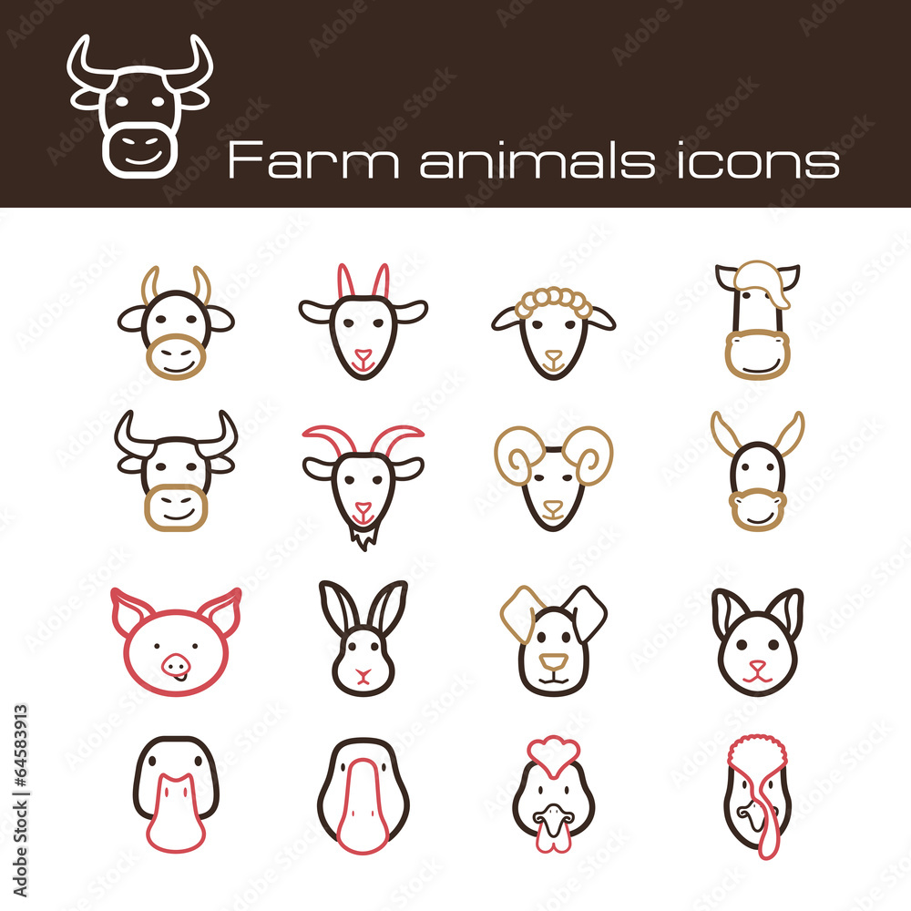 Farm animals icons