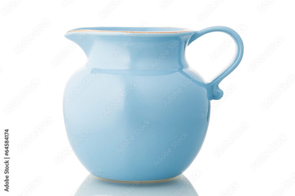 Blue ceramic pitcher