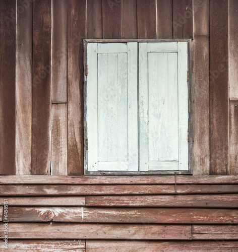 Grunge wooden window  Tropical house  Spotted wood wall