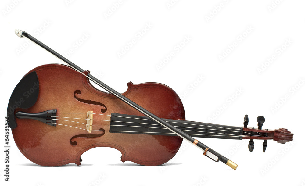 Fototapeta premium skrzypce drewniane na białym tle nad białym