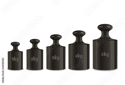 Vector calibration weights on a white background.