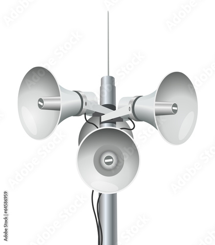 Speakers - megaphones on a pole