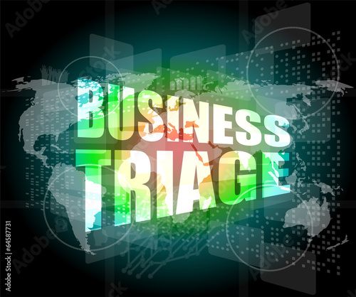 business triage words on touch screen interface
