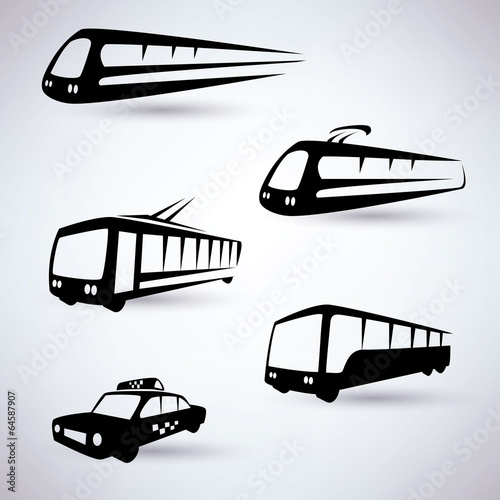 public city transport vector icons set