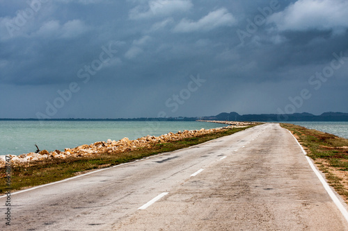 empty road to Cayo Coco Island, Cuba