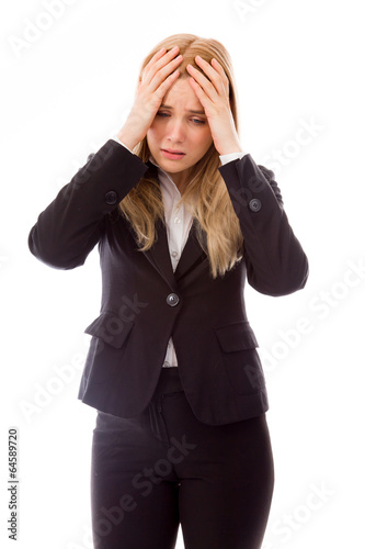 Businesswoman crying in grief