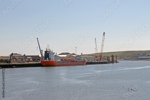 Ship moored in Montrose port Scotland
