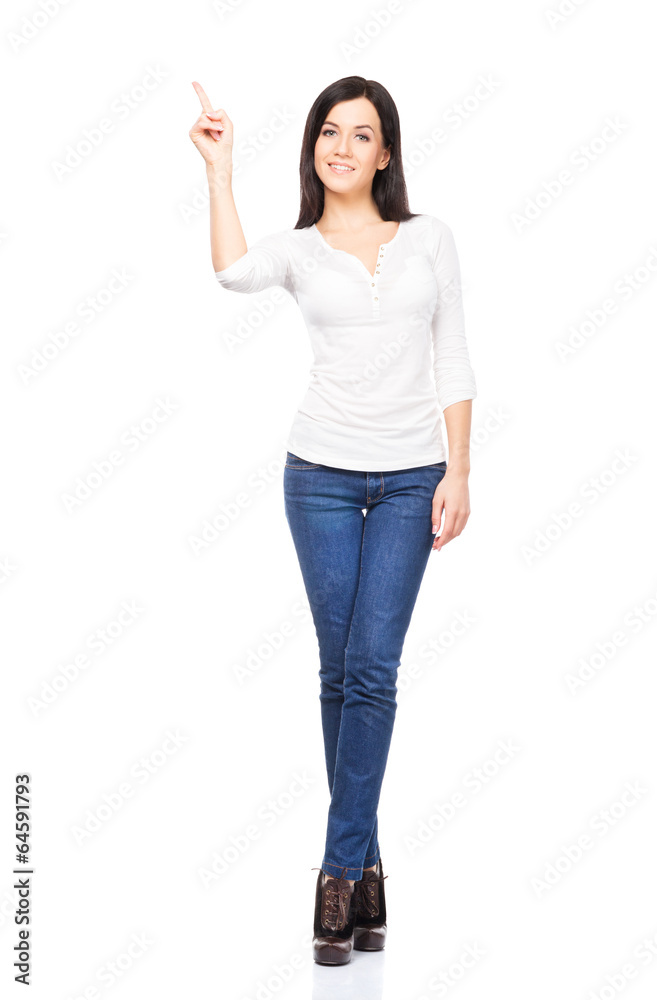 Young sexy woman in denim jeans isolated on white Young sexy woman in denim jeans isolated on white