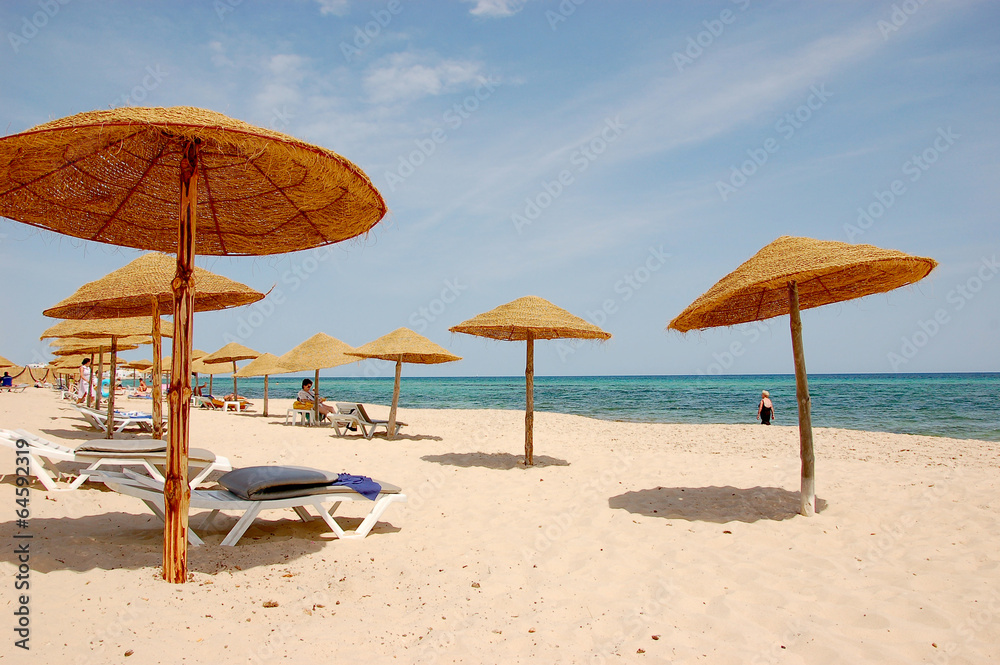 Summertime tourist district in Tunisia