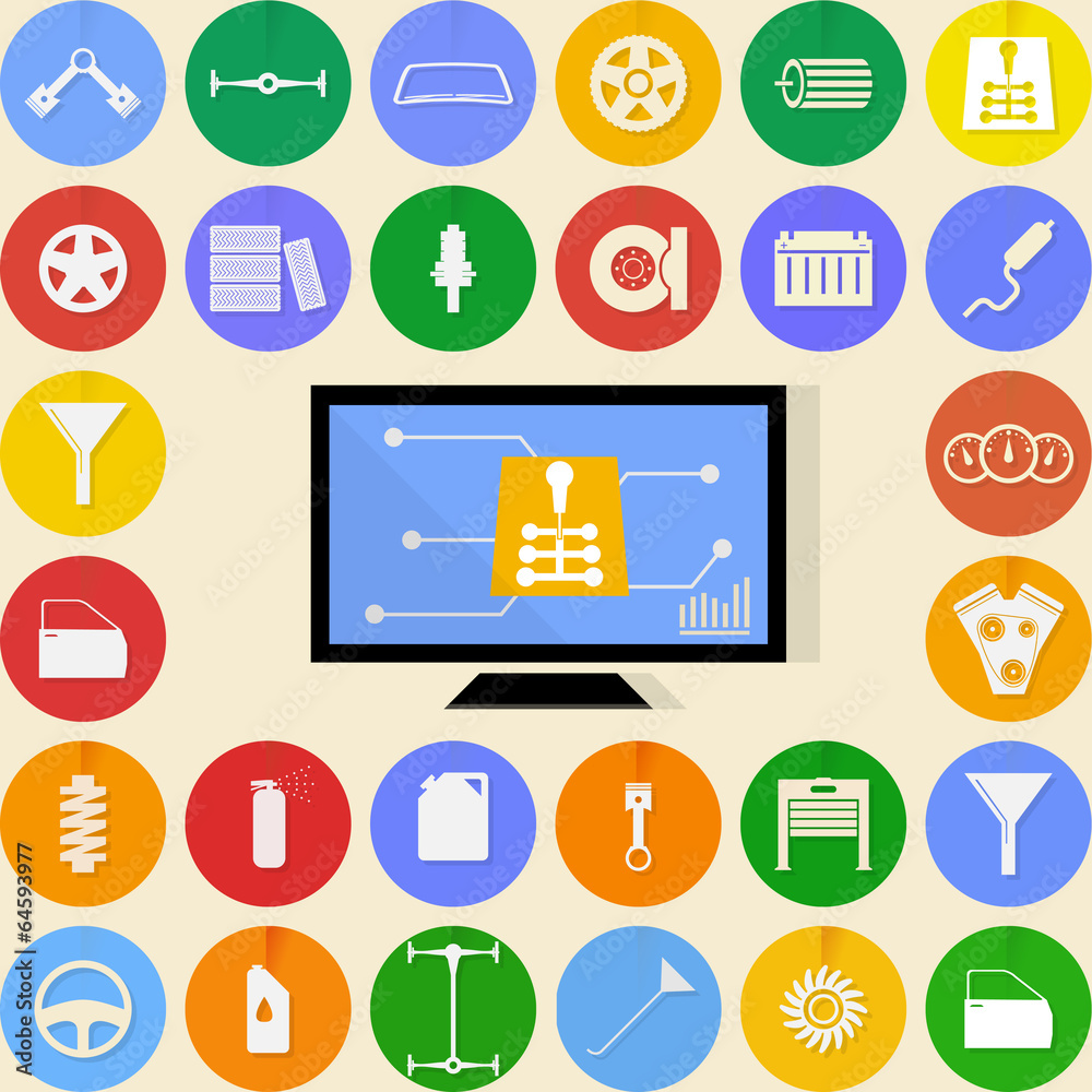 Flat icons for auto repair Flat icons for auto repair