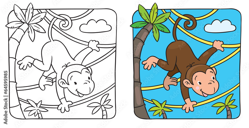 Foto Little funny monkey on lians