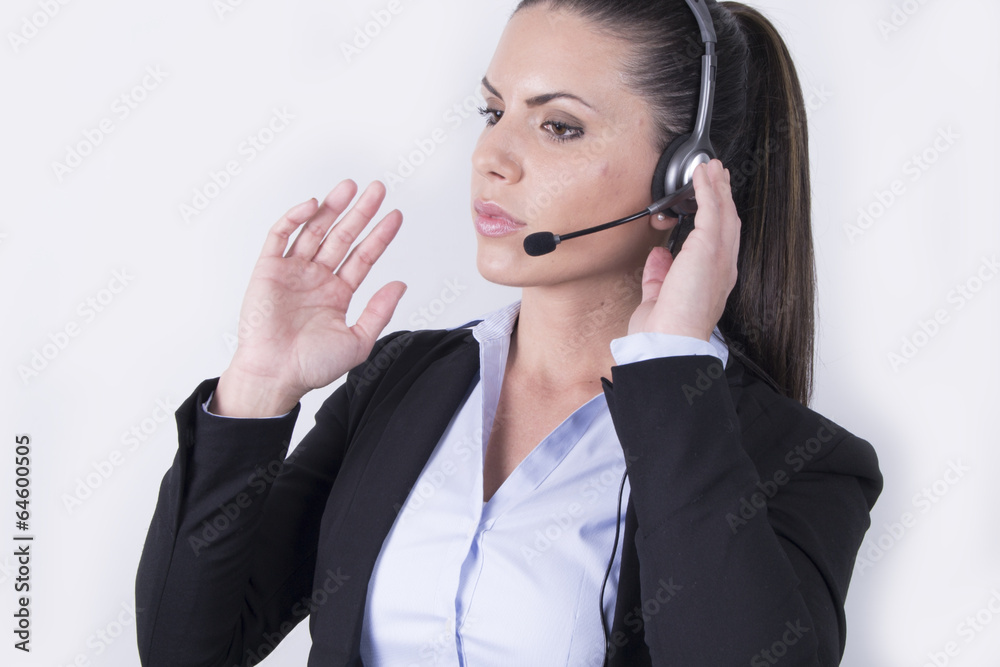 Attractive female - business woman with headset Attractive female - business woman with headset