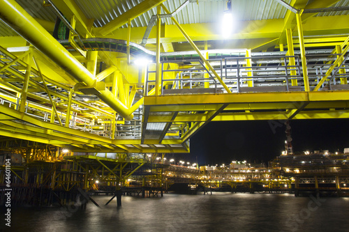 An offshore oil-platform at night