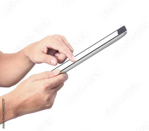 touch screen tablet in hand