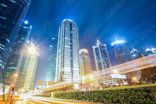 futuristic urban buildings at night
