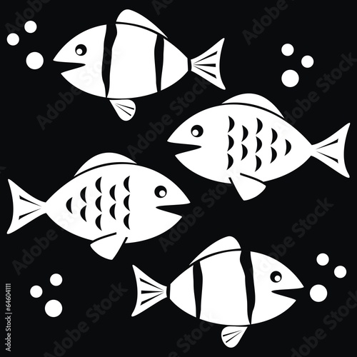 fishes - black and white