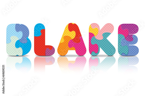Vector BLAKE written with alphabet puzzle