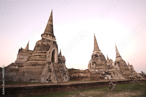 twilight time of Wat Phra Sri Sanphet, Ayutthaya, Thailand