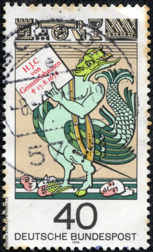 stamp printed in German shows Simplicissimus Teutsch