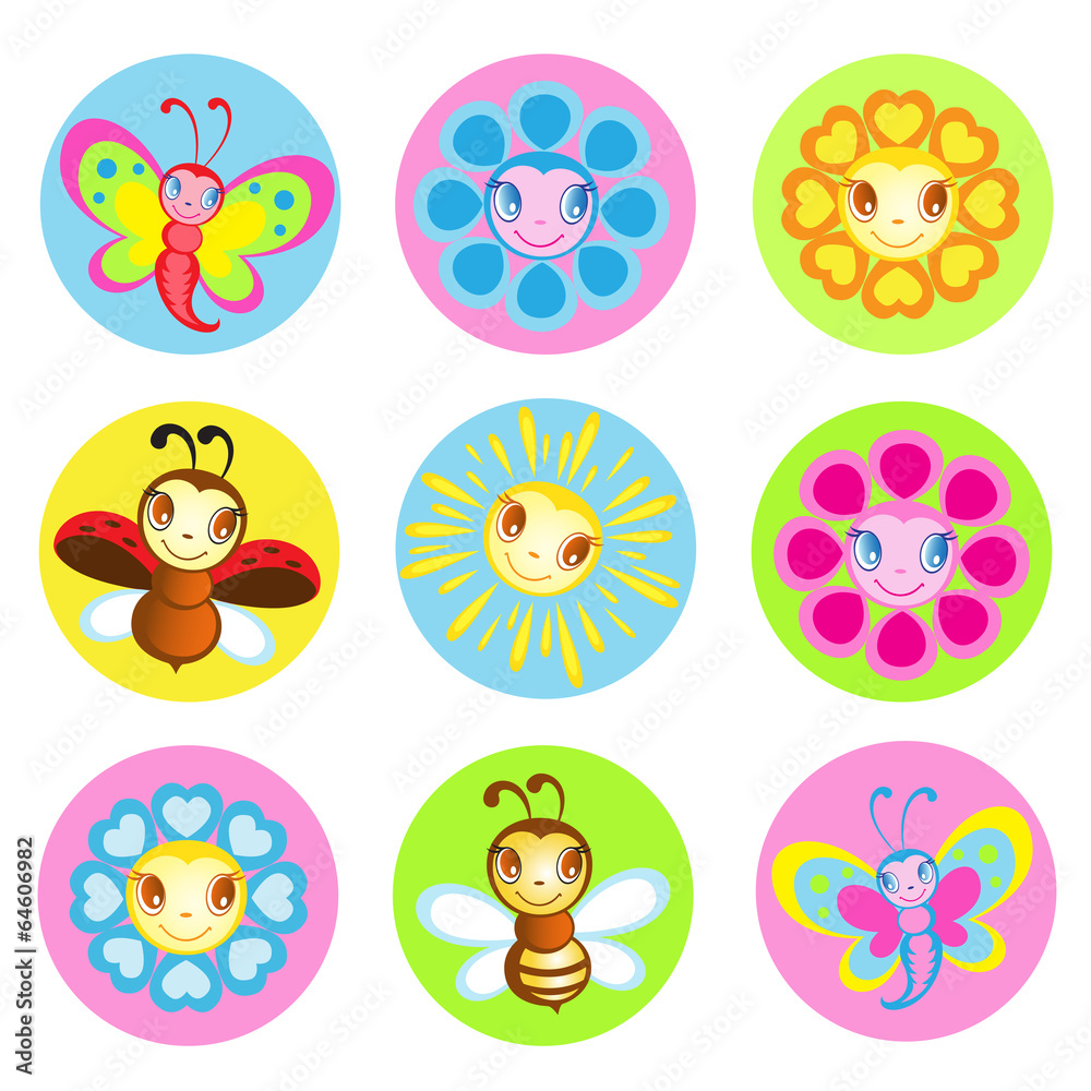 Vector set of pretty insects