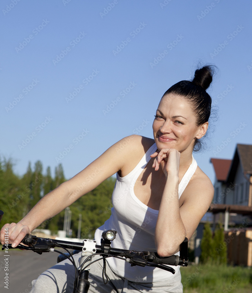 Fototapeta premium Woman on bicycle