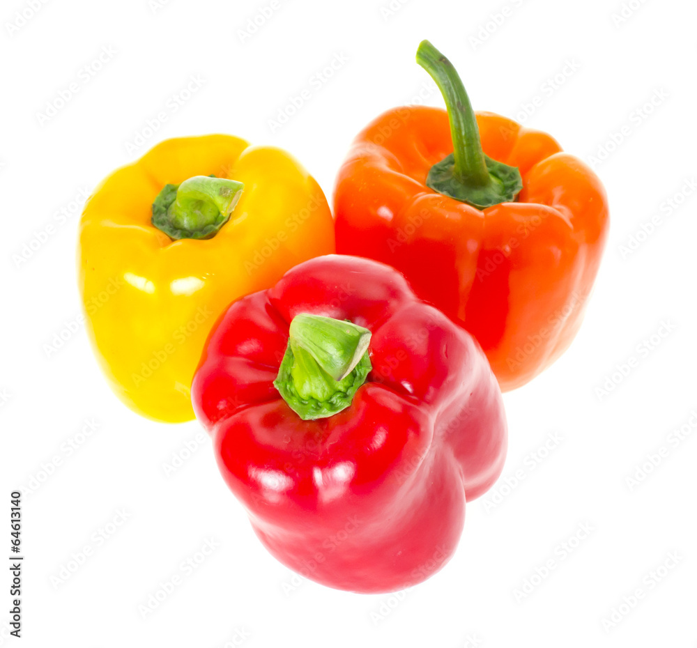 Colored Fresh Sweet Pepper Isolated on White Background Colored Fresh Sweet Pepper Isolated on White Background