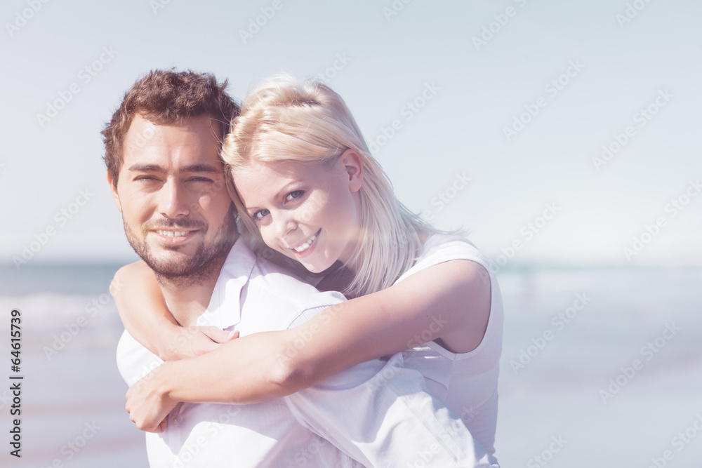 Couple in love on summer beach vacation Couple in love on summer beach vacation