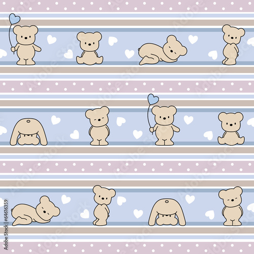 seamless vector baby.  pattern with bears #64616359
