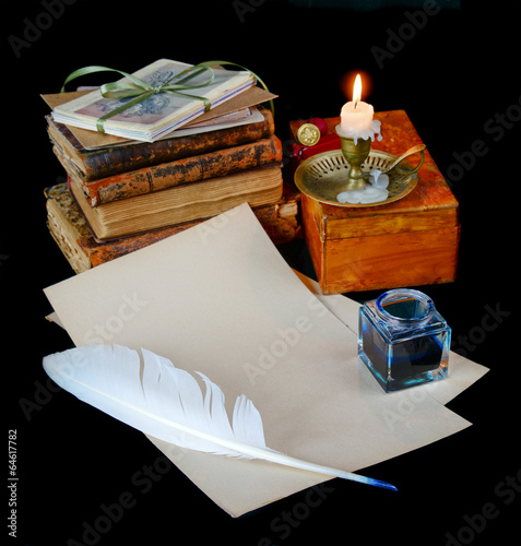 Still life with vintage wri...